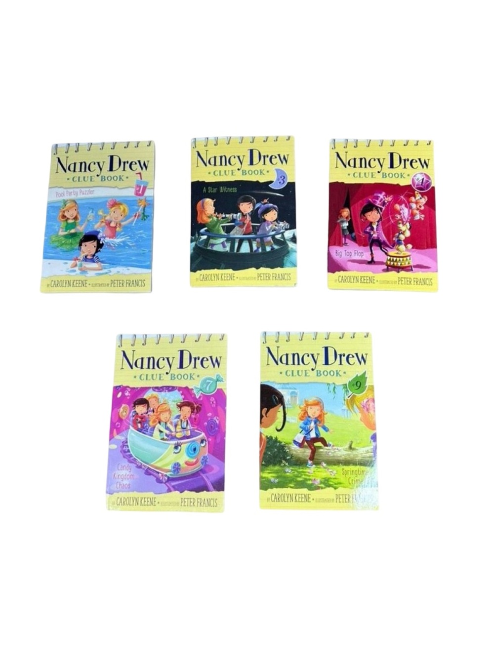 Nancy Drew by Carolyn Keene Clue Book Bundle - Books 1, 3, 4, 7, 9 - Paperback